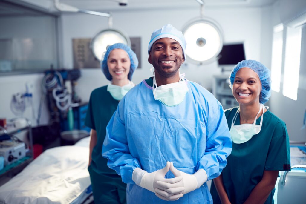 smiling surgery team in operating room